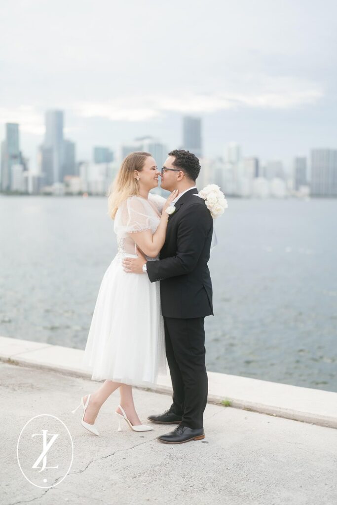 Engaged couple during a photo shoot in Key Biscayne